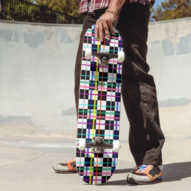 Multicolored Plaid Lines Chequered Tartan Design  Skateboard (Creator Uploaded)
