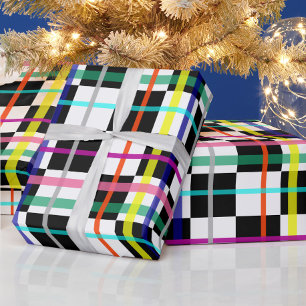 Multicolored Plaid Lines Chequered Tartan Design  Wrapping Paper