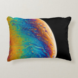 Multicolored planet fluid painting decorative cushion