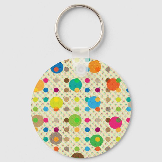 Multicolored Polka Dots Key Ring (Front)