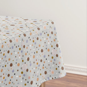 Multicolored polka dots on gray. napkins tablecloth