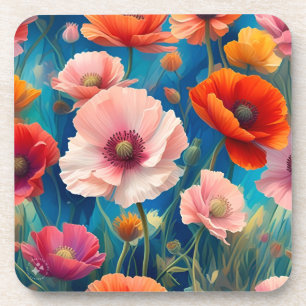 Multicolored Poppy Flowers Garden-47569 Coaster