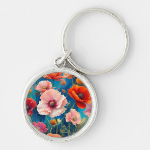 Multicolored Poppy Flowers Garden-47569 Key Ring