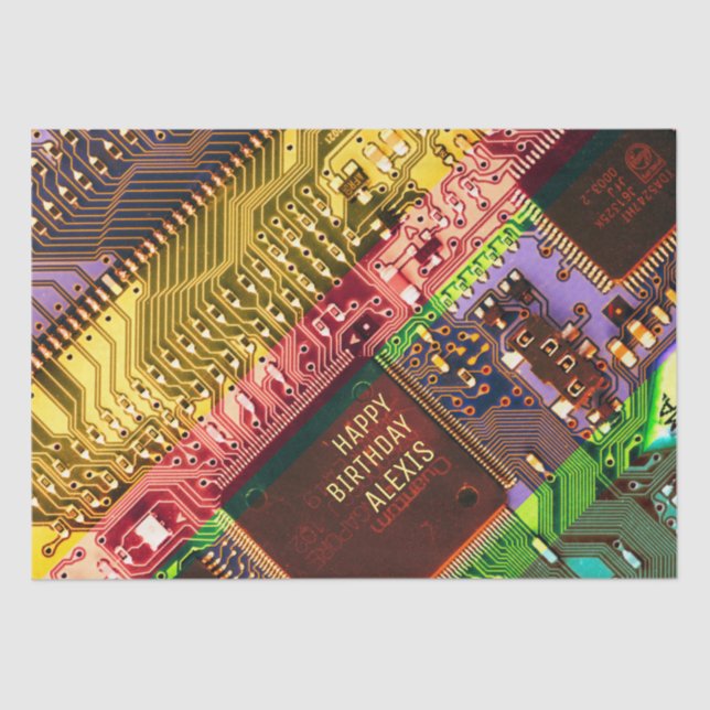 Multicolored Printed Circuit Board Personalised Tissue Paper (Front)