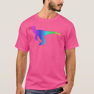 Multicolored Rainbow Velociraptor Prehistoric Dino T-Shirt