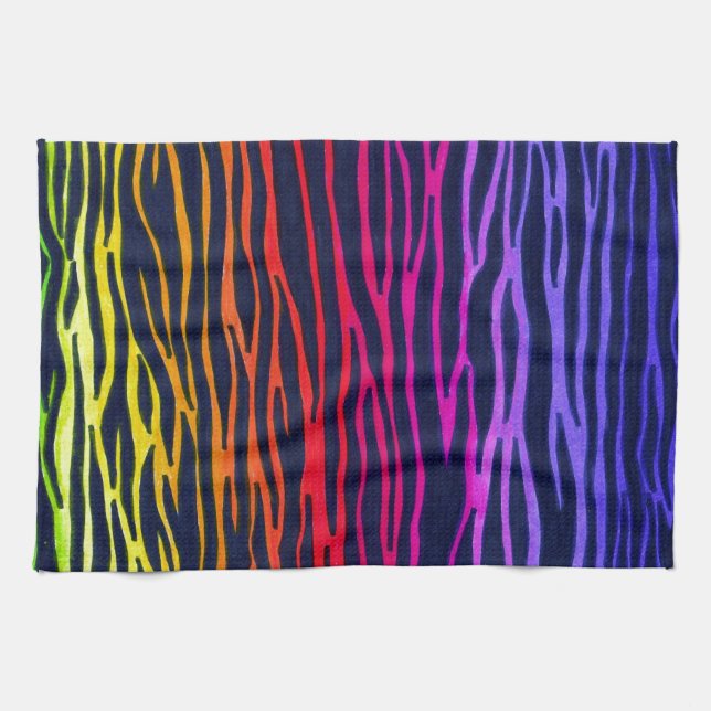 Multicolored Rainbow Zebra Stripe towel (Horizontal)