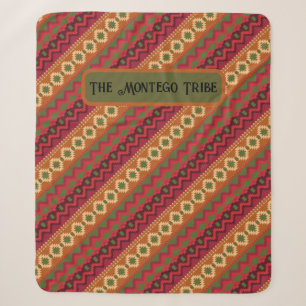Multicolored Red Aztec Design Sherpa Blanket