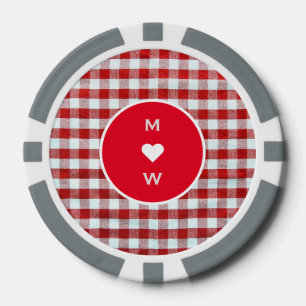 Multicolored Red & White Design w/ Text Poker Chips