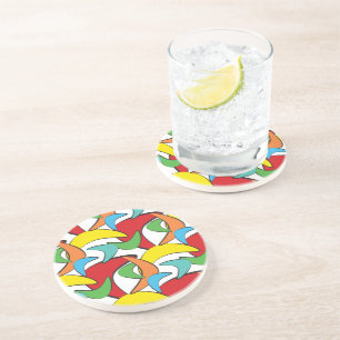 Multicolored Retro Boomerang Pattern Coaster