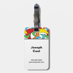 Multicolored Retro Boomerang Personalised Luggage Tag