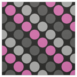 Multicolored Retro Sixties Polka Dots Grey pink Fabric