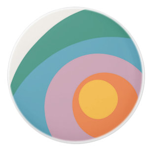 Multicolored retro style circles ceramic knob
