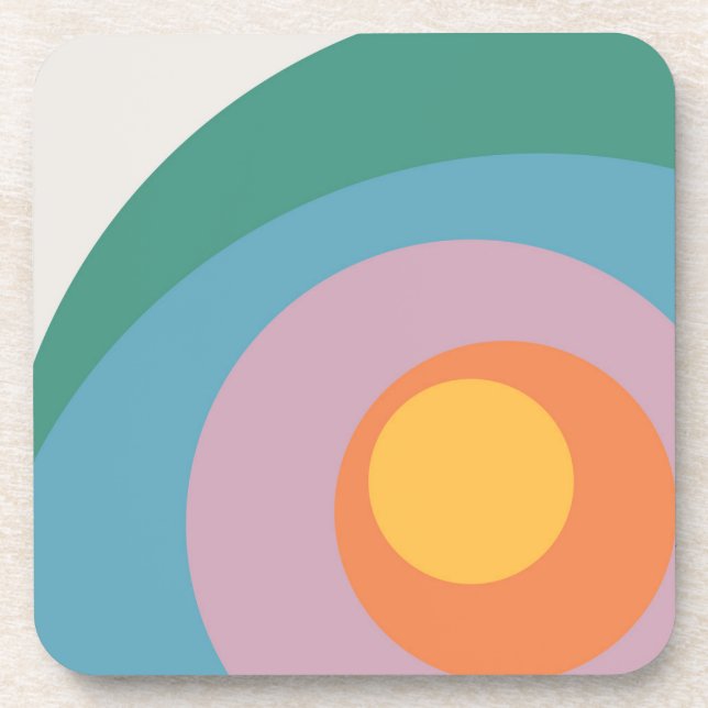 Multicolored retro style circles coaster (Front)