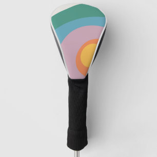 Multicolored retro style circles golf head cover