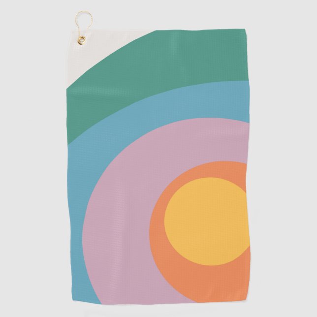 Multicolored retro style circles  golf towel (Front)