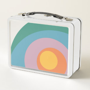 Multicolored retro style circles metal lunch box