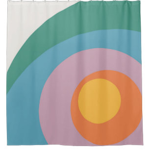 Multicolored retro style circles shower curtain