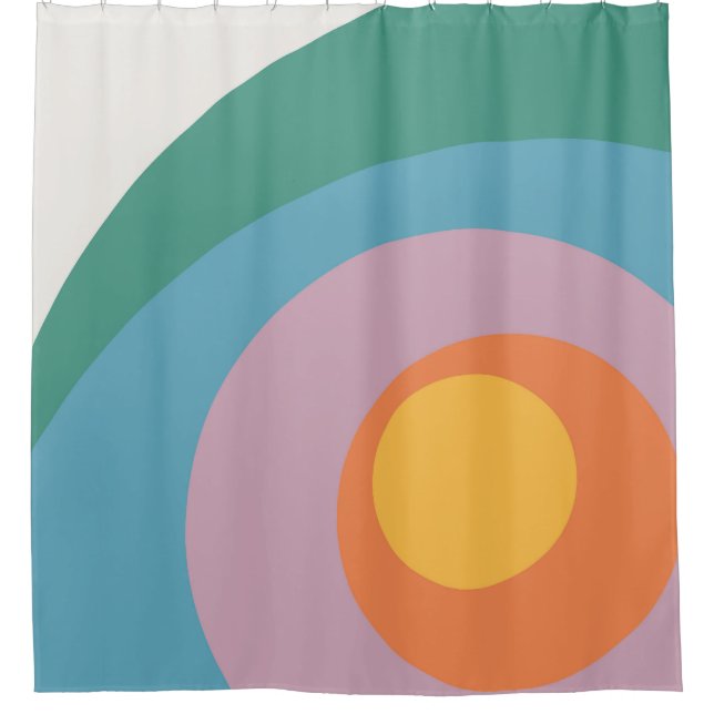 Multicolored retro style circles shower curtain (Front)