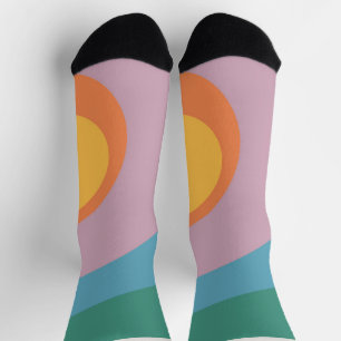 Multicolored retro style circles socks