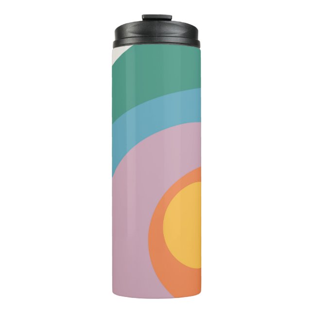 Multicolored retro style circles thermal tumbler (Front)