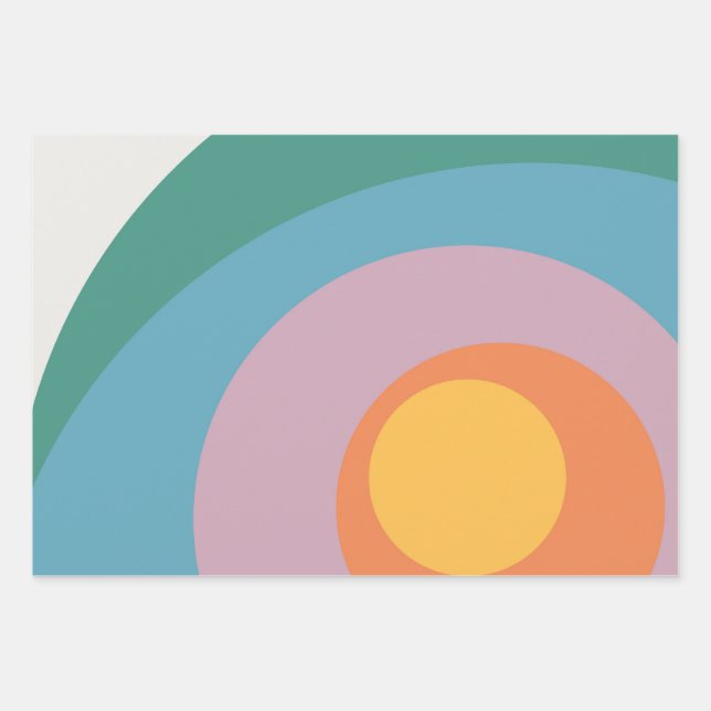 Multicolored retro style circles wrapping paper sheet (Front)