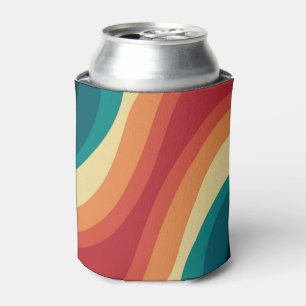 Multicolored retro style waves design can cooler