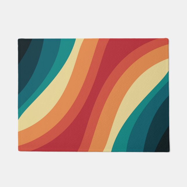 Multicolored retro style waves design doormat (Front)