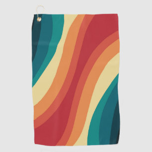 Multicolored retro style waves design golf towel