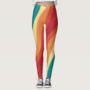 Multicolored retro style waves design leggings