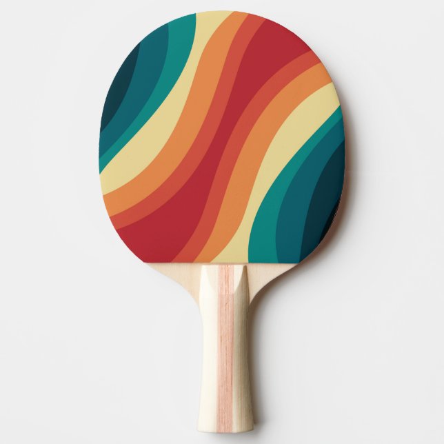 Multicolored retro style waves design ping pong paddle (Front)