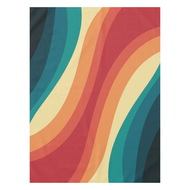 Multicolored retro style waves design tablecloth (Front)
