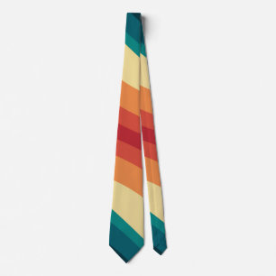 Multicolored retro style waves design tie
