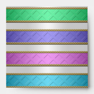 Multicolored Ribbons Stripes in Pink Blue Purple Envelopes