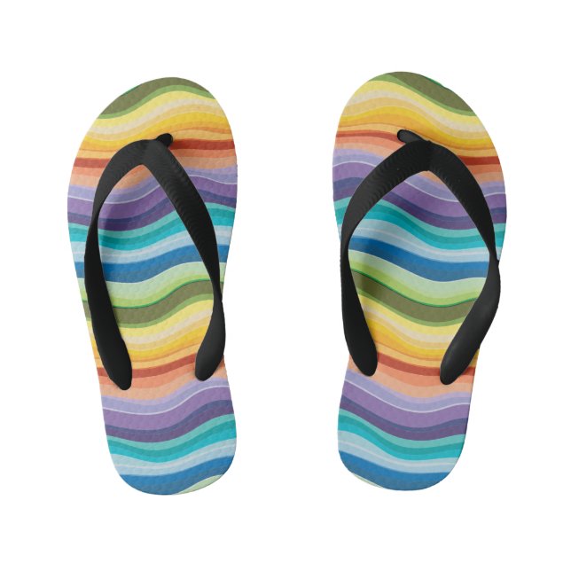 Multicolored Ripples Pattern 2 Kid's Jandals (Footbed)