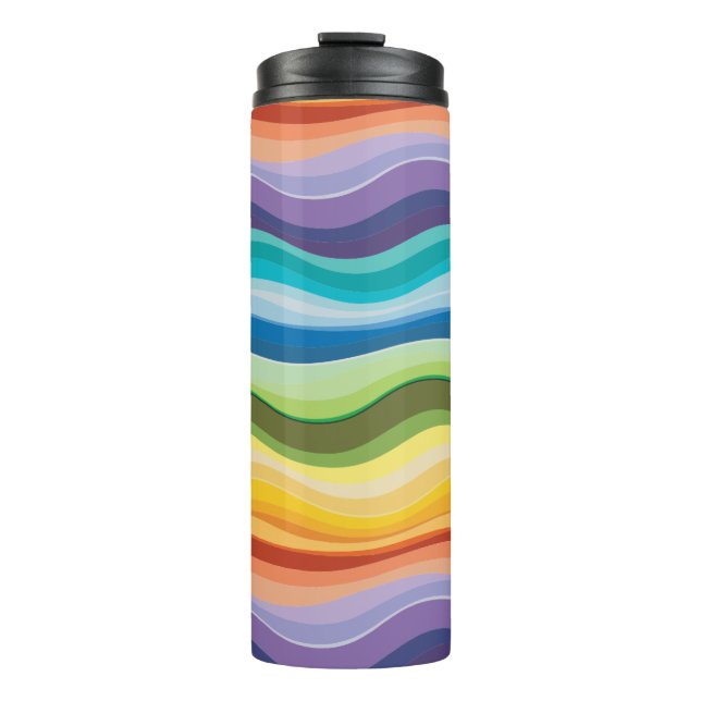 Multicolored Ripples Pattern 2 Thermal Tumbler (Front)