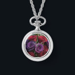 Multicolored Rose's Necklace Watch<br><div class="desc">This necklace watch will make a great gift for yourself or someone you know!
An original ai generated floral photo.</div>