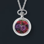 Multicolored Rose's Necklace Watch<br><div class="desc">This necklace watch will make a great gift for yourself or someone you know!
An original ai generated floral photo.</div>