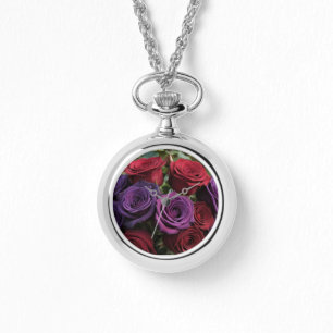 Multicolored Rose's Necklace Watch
