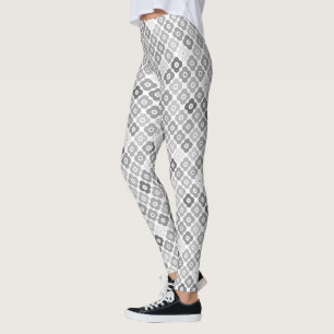 Multicolored rustic flower pattern on white leggings