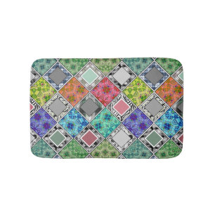 Multicolored , rustic , patchwork , patches  bath mat