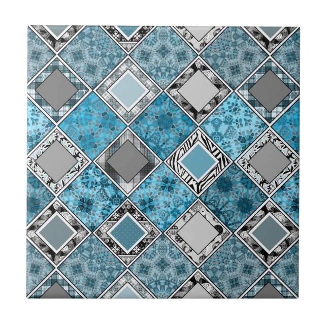 Multicolored , rustic , patchwork , patches   cera tile (Front)