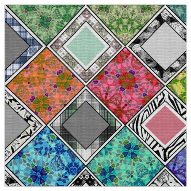 Multicolored , rustic , patchwork , patches  fabric (Swatch)