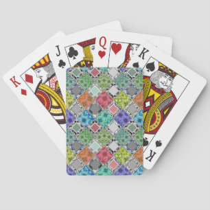 Multicolored , rustic , patchwork , patches playing cards
