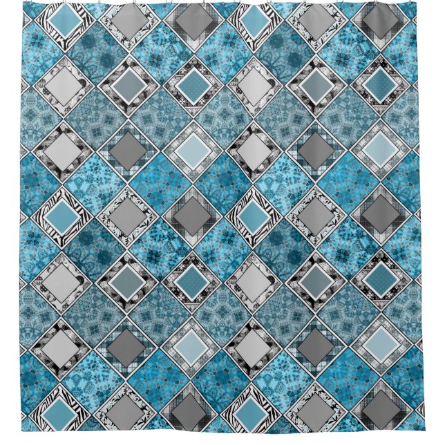 Multicolored , rustic , patchwork , patches   show shower curtain (Front)
