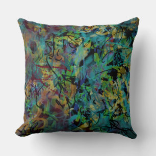 Multicolored Scribbled Abstract Art Cushion