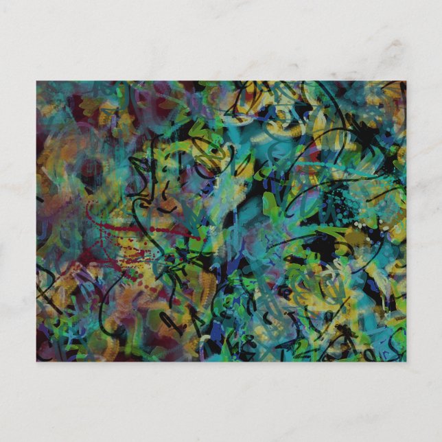 Multicolored Scribbled Abstract Art Postcard (Front)