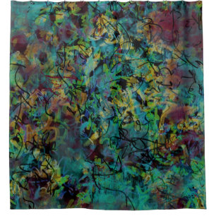 Multicolored Scribbled Abstract Art Shower Curtain