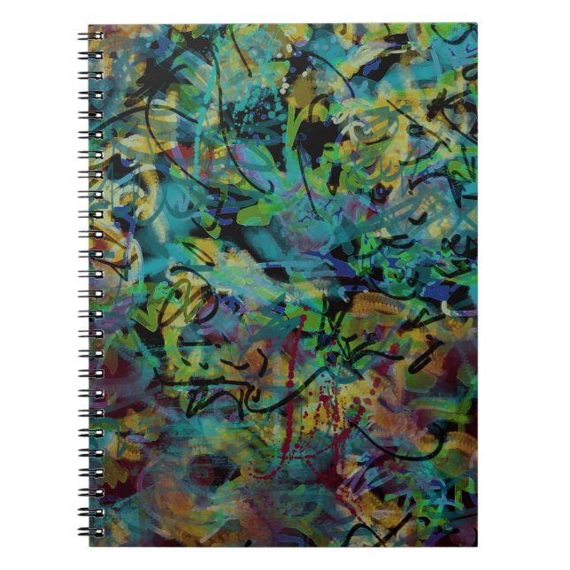 Multicolored Scribbled Abstract Art Spiral Notebook (Front)