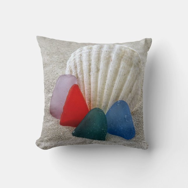Multicolored sea glass cushion (Front)