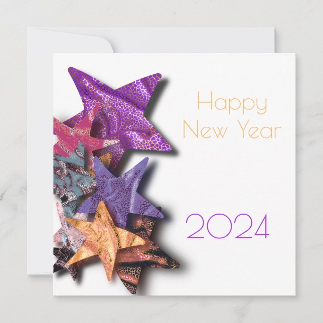 Multicolored shining stars with shadows - new year (Front)